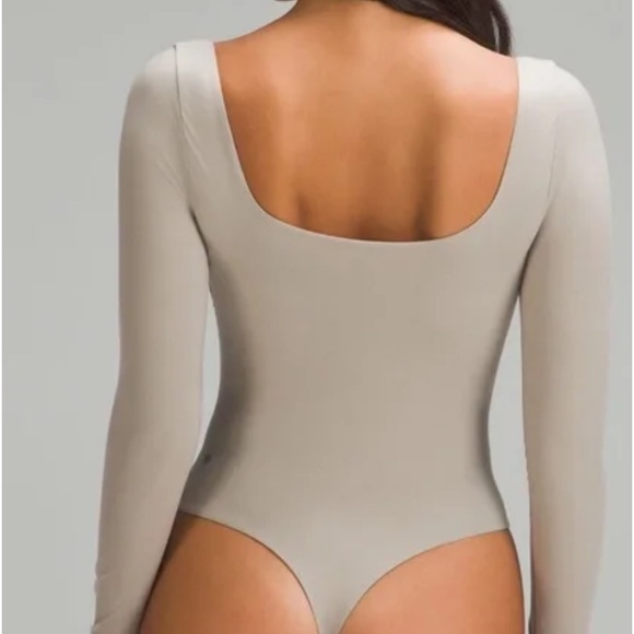 LULULEMON NULU SQUARE NECK LONG SLEEVE RIVERSTONE COLOR BODYSUIT SIZE LARGE NWT - Picture 5 of 6